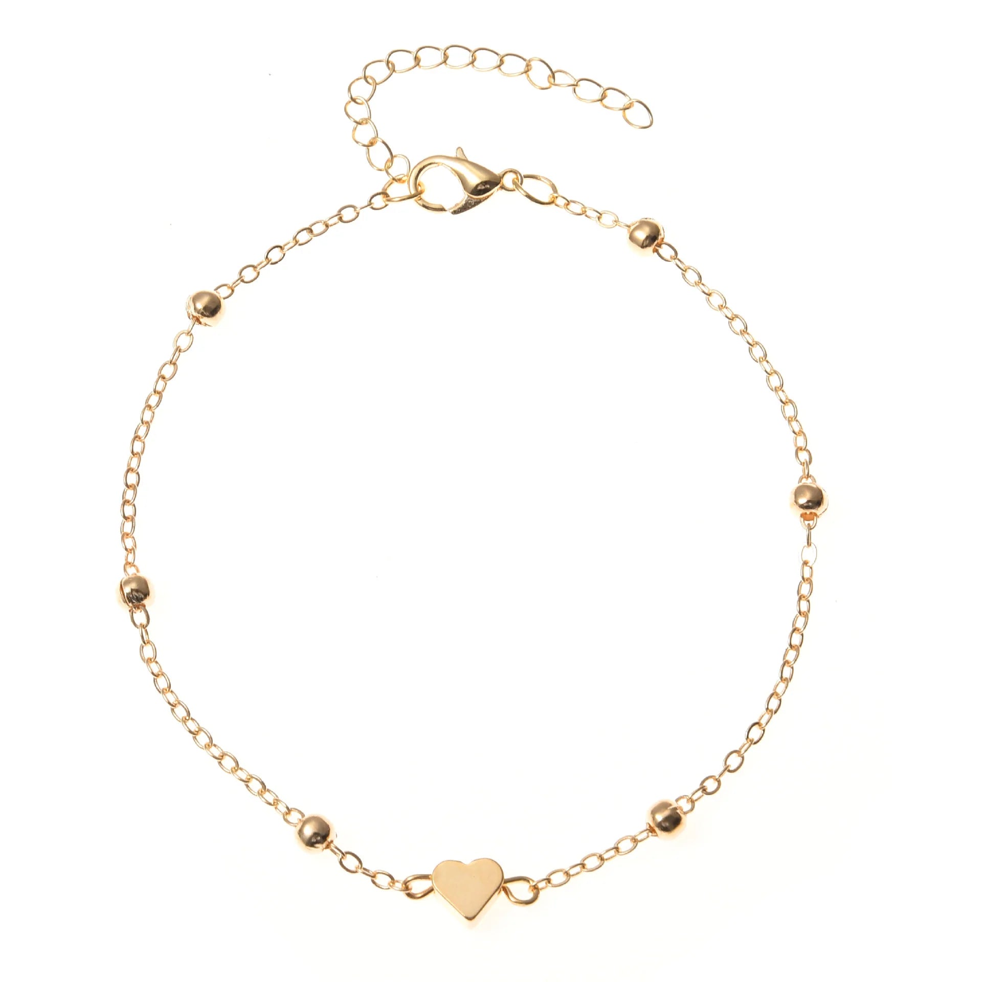 Simple Style Round Heart Shape Gold Plated Silver Plated Imitation Pearl Alloy Anklet