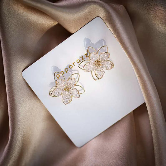 1 Pair Fashion Flower Bow Knot Alloy Inlay Artificial Pearls Rhinestones Shell Women'S Earrings