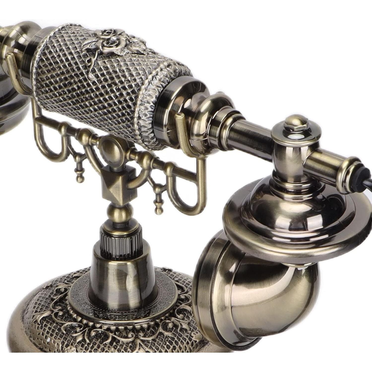 Antique Telephone, Classic European Retro Landline Telephone with Phone Line, Redialing Functions Old Fashioned Antique Phone for Home Coffee Shop Bar (Bronze)