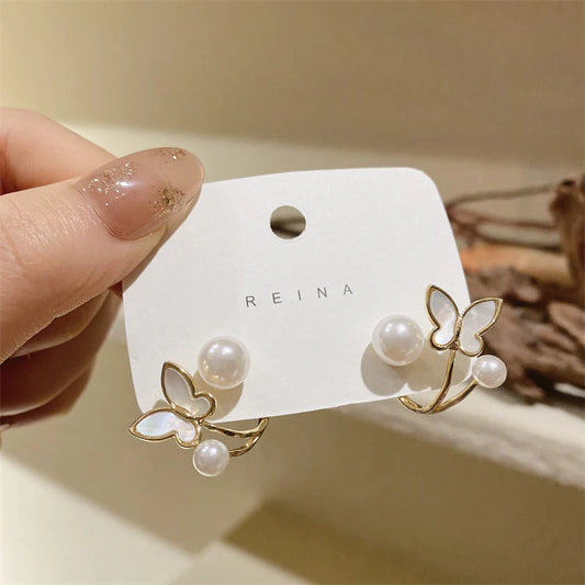 Back Hanging butterfly fluttering earrings