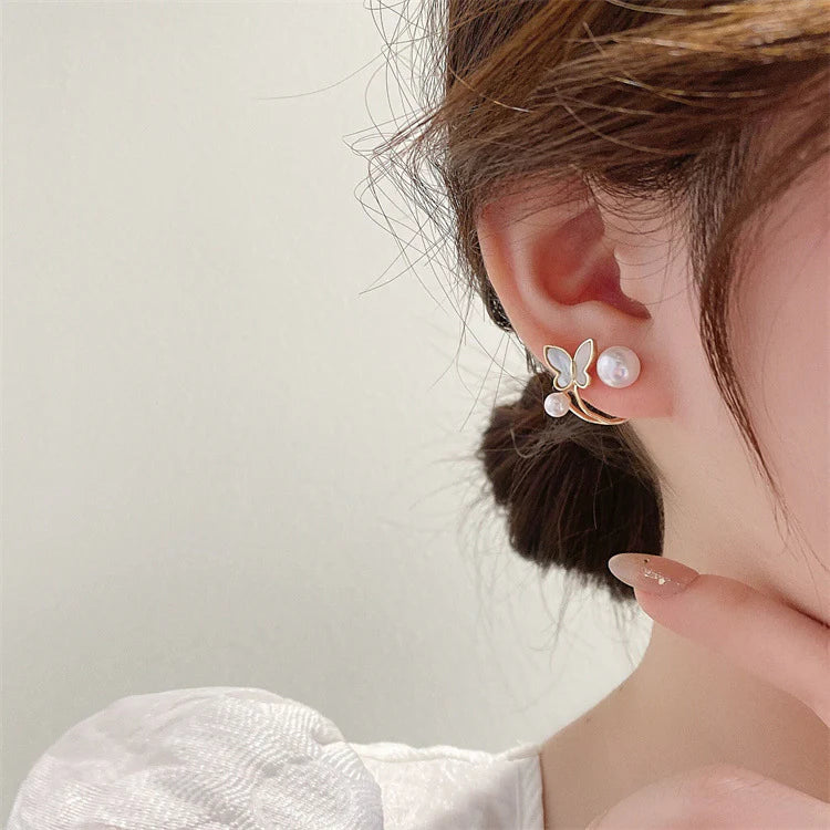 Back Hanging butterfly fluttering earrings