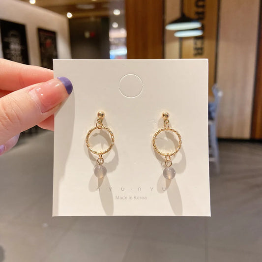 Circle Gray | 1 Pair Elegant Simple Style Streetwear Earrings