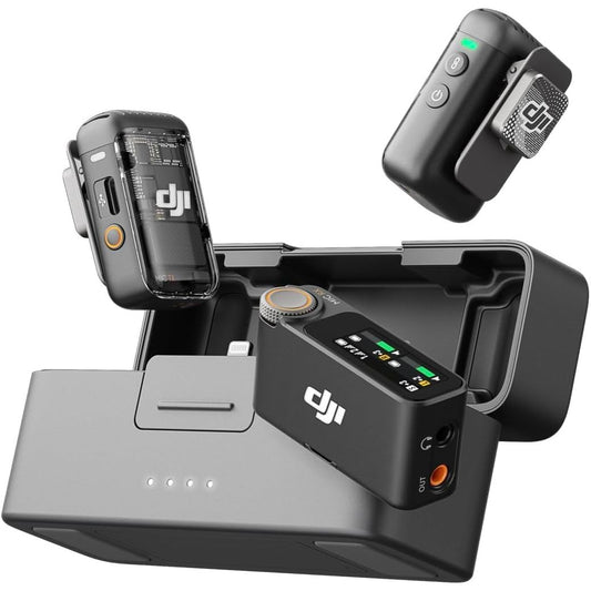 DJI Mic 2 (2 TX + 1 RX + Charging Case), Wireless Microphone, Intelligent Noise Cancelling, 32-bit Float Internal Recording, 250m (820 ft.)