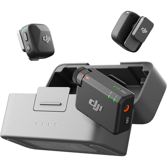 DJI Mic Mini (2TX+1RX+Charging Case), Ultralight, Detail-Rich Audio, 48h Use, Noise Cancelling, Automatic Limiting, Wireless Mic for Camera/iPhone/Android, Vlog, DJI Official Warranty Support