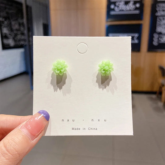 Green Flowers | 1 Pair Elegant Simple Style Streetwear Artificial Pearls Drop Earrings