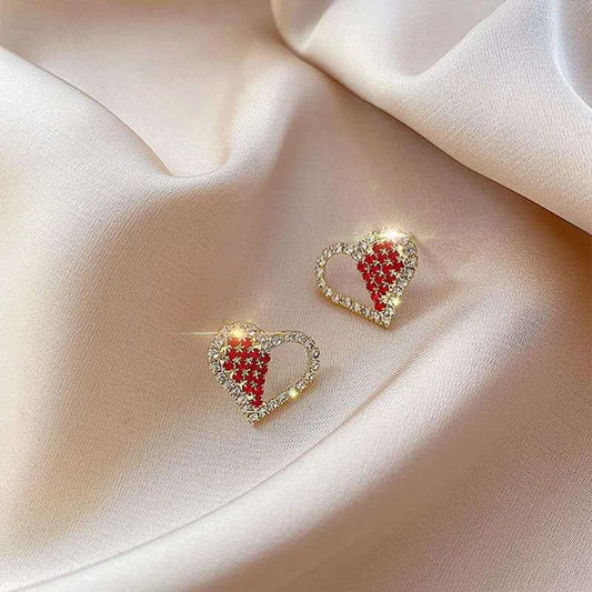 Half Hollow 8-100 Red | Artificial Pearls Rhinestones Shell Women'S Earrings