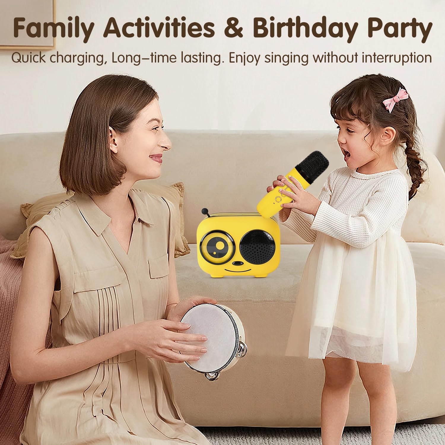 Hexel Kids Karaoke Bee Speaker | Music Toys for Girls & Boys Ages 3-12 Portable Bluetooth Speaker with 1 Wireless Microphone