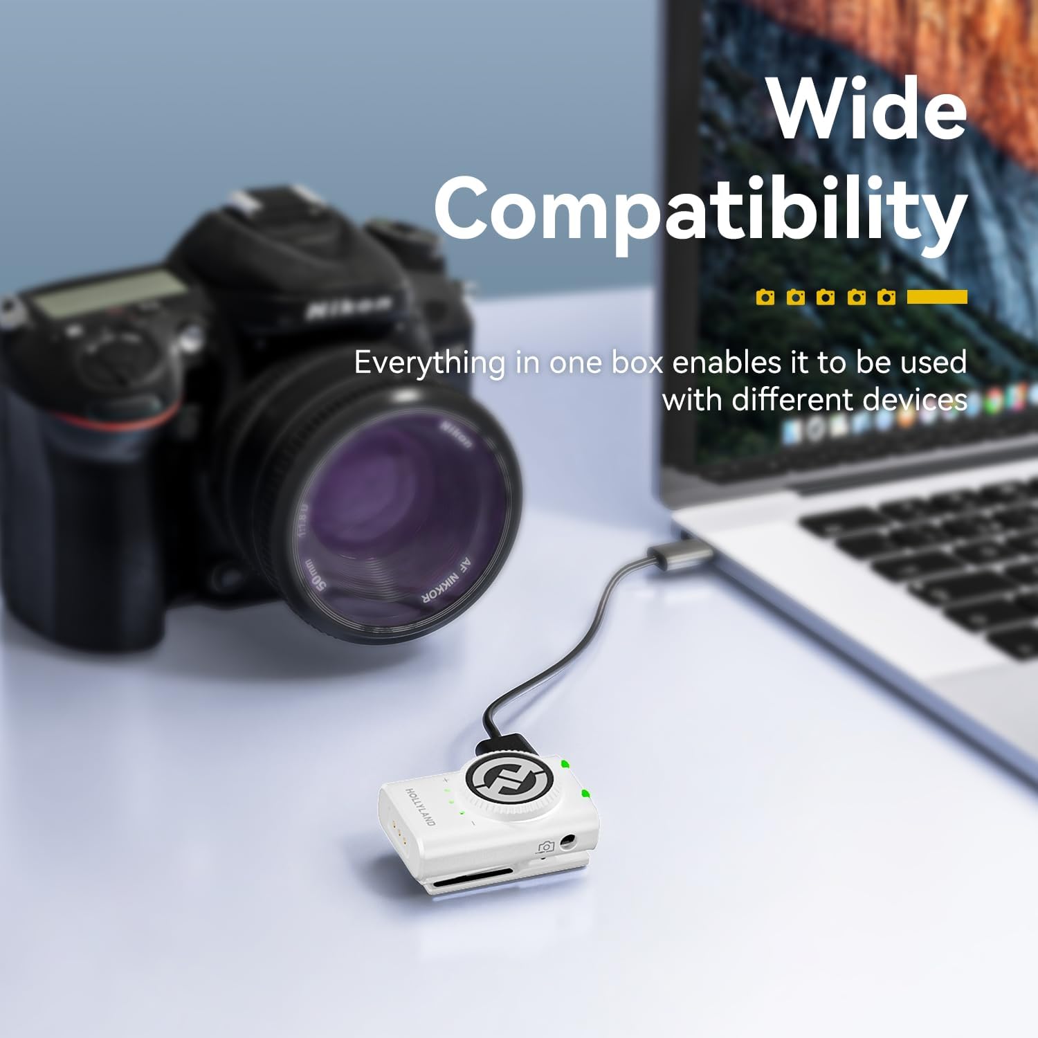 HollyView Hollyland LARK M2 Wireless Microphone for iPhone, Android and Camera, 48KHz 24Bit Hi-Fi Audio, 1000ft LOS Range, Noise Cancellation, 40H Duration for Vlogging, White Version