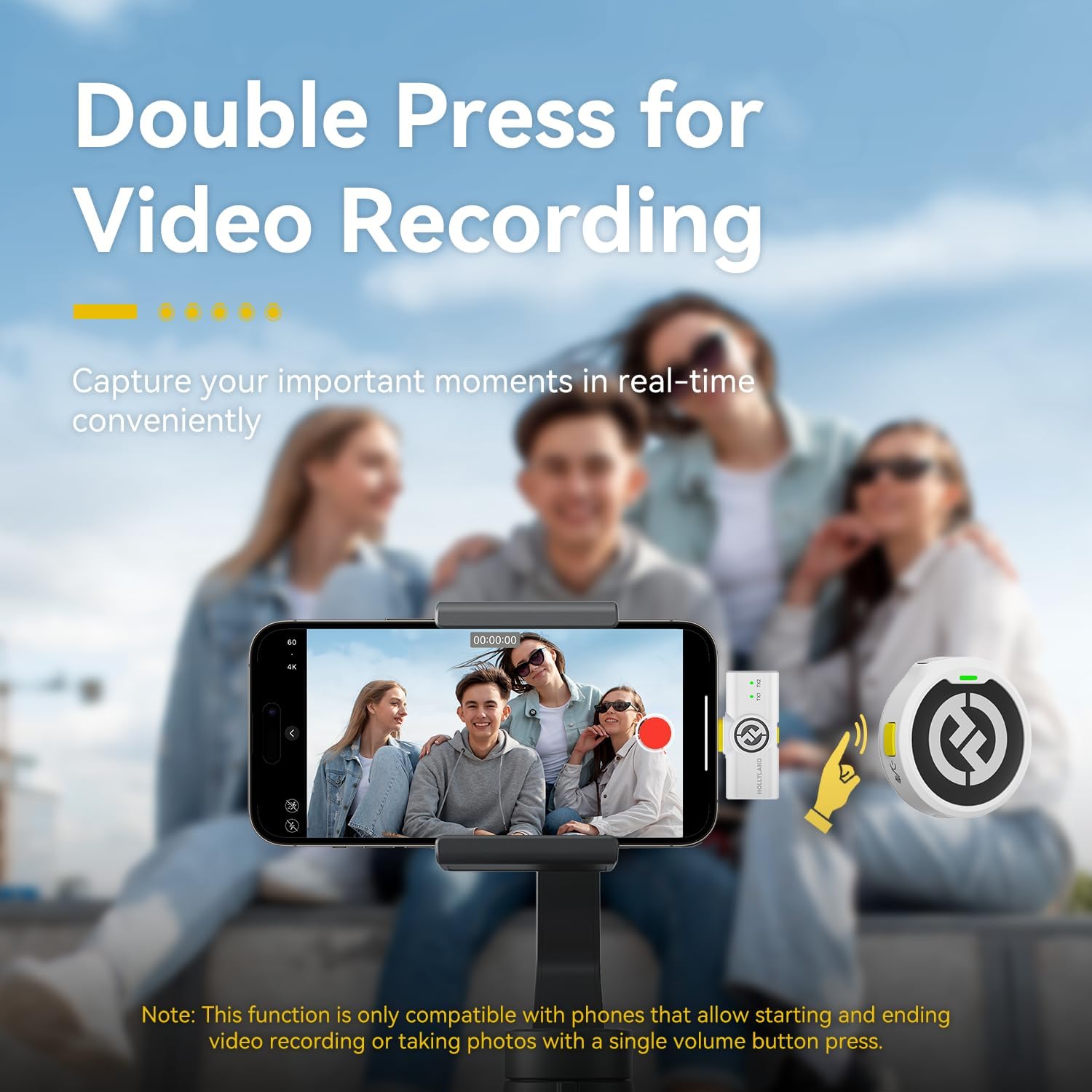 HollyView Hollyland LARK M2 Wireless Microphone for iPhone, Android and Camera, 48KHz 24Bit Hi-Fi Audio, 1000ft LOS Range, Noise Cancellation, 40H Duration for Vlogging, White Version