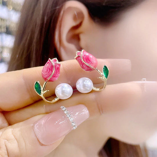 Korean tulip earrings - Pink