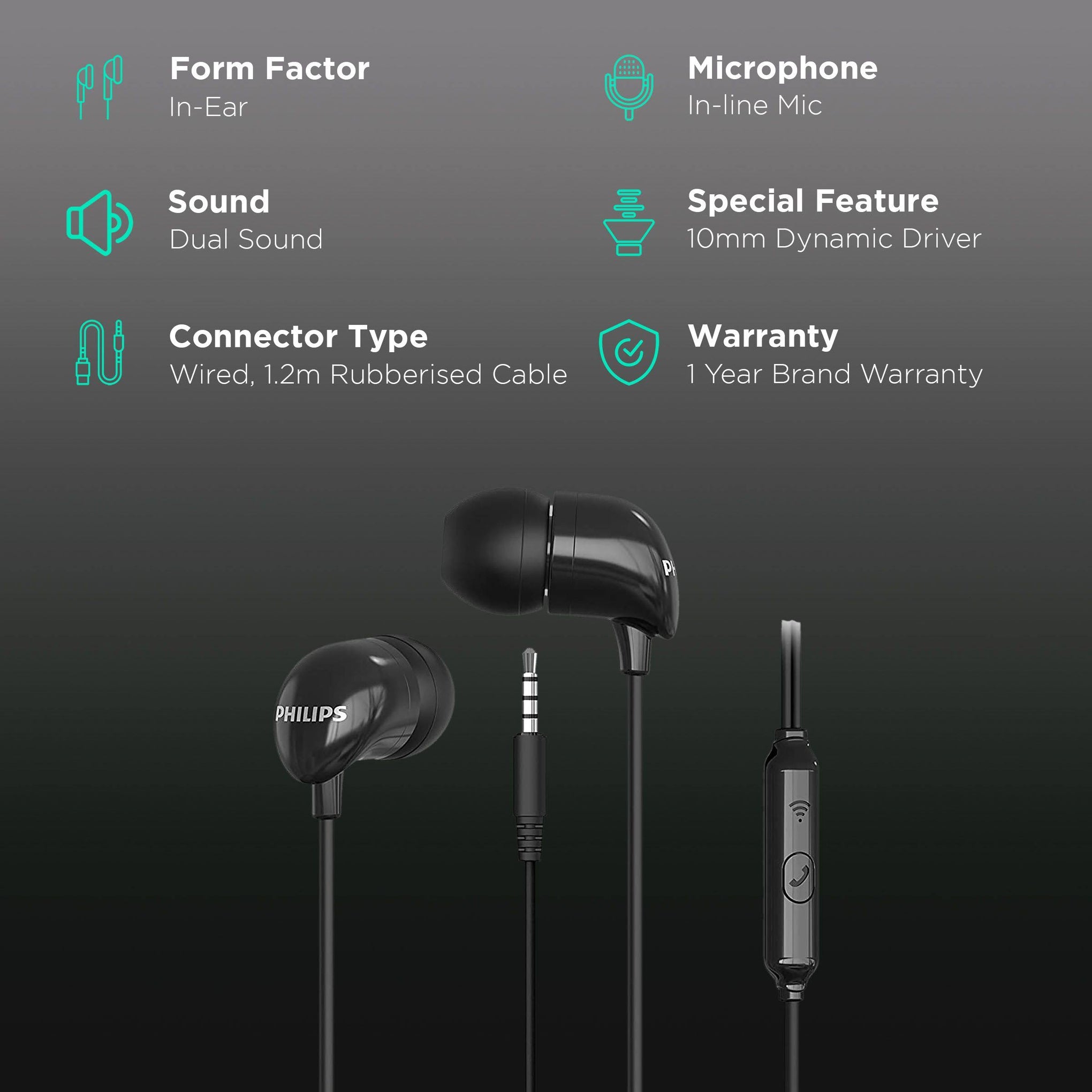 Philips Earphones TAE1126BK/94