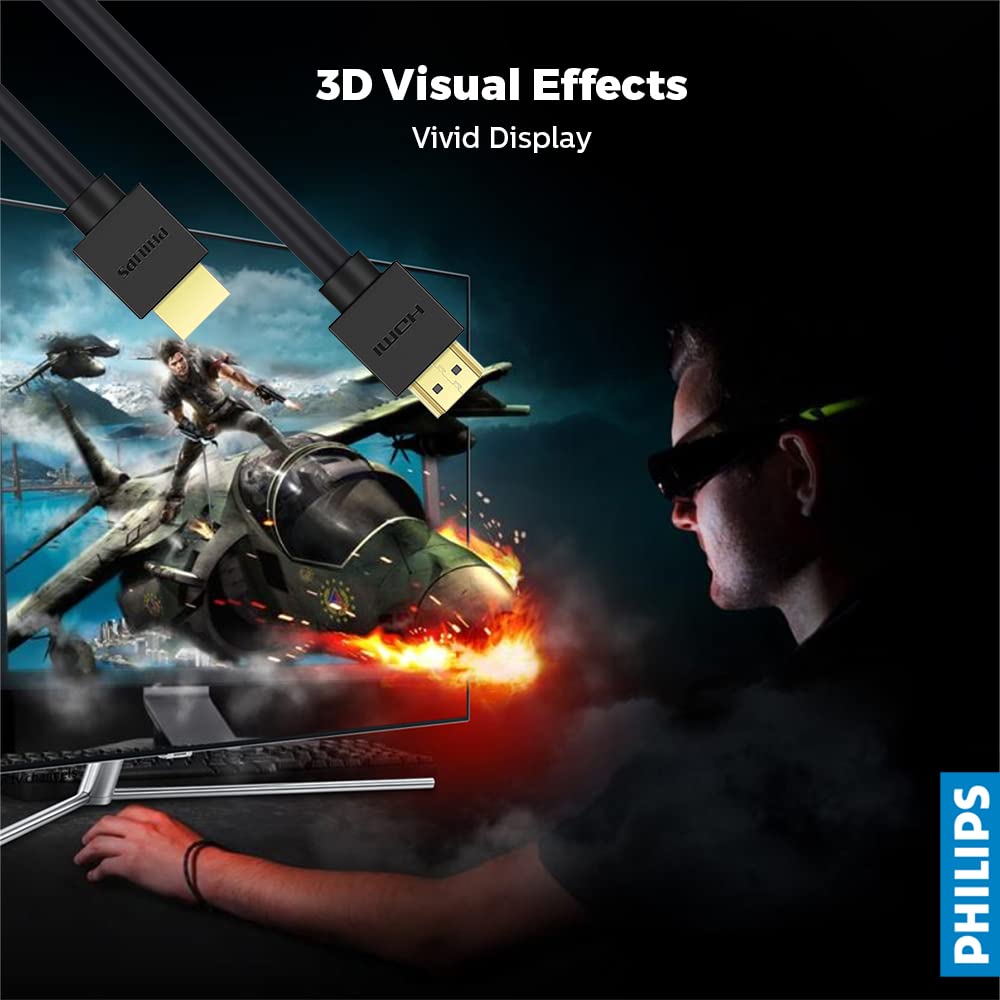 PHILIPS SWV9431 8K UHD HDMI Cable - 4320p, 3D, eARC, 48 Gbps Data Transfer, 60Hz, Dynamic HDR - 1.5m | Elevate Your Visual and Audio Experience with Stunning 8K Resolution and Immersive 3D Effects