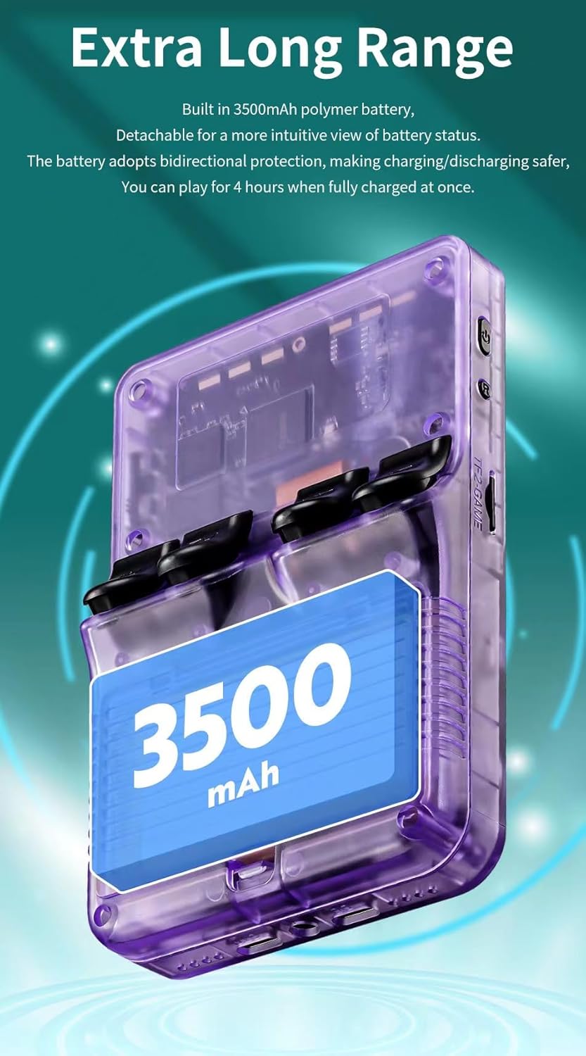 R36S Handheld Game Console, 3.5 inch Retro Handheld Games Consoles IPS Screen Open Source Linux System Built-in 25000+ Classic Games Retro Video Game Console, 128G TF Card（Purple）