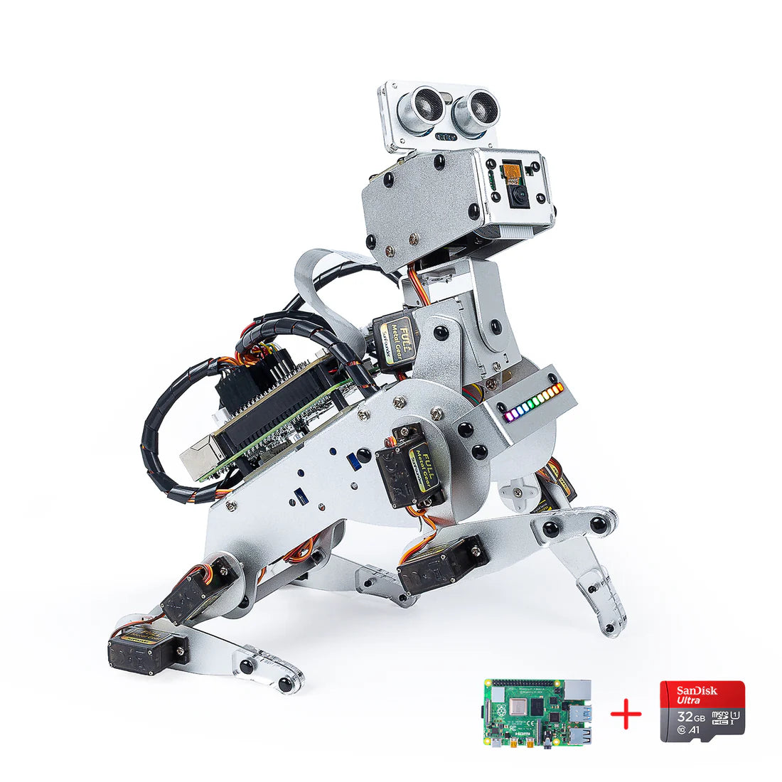 SunFounder PiDog AI Robot Dog Kit for Raspberry Pi 4/3B+/3B/Zero 2W, ChatGPT-4o Enabled with Voice Command & Video Recognition
