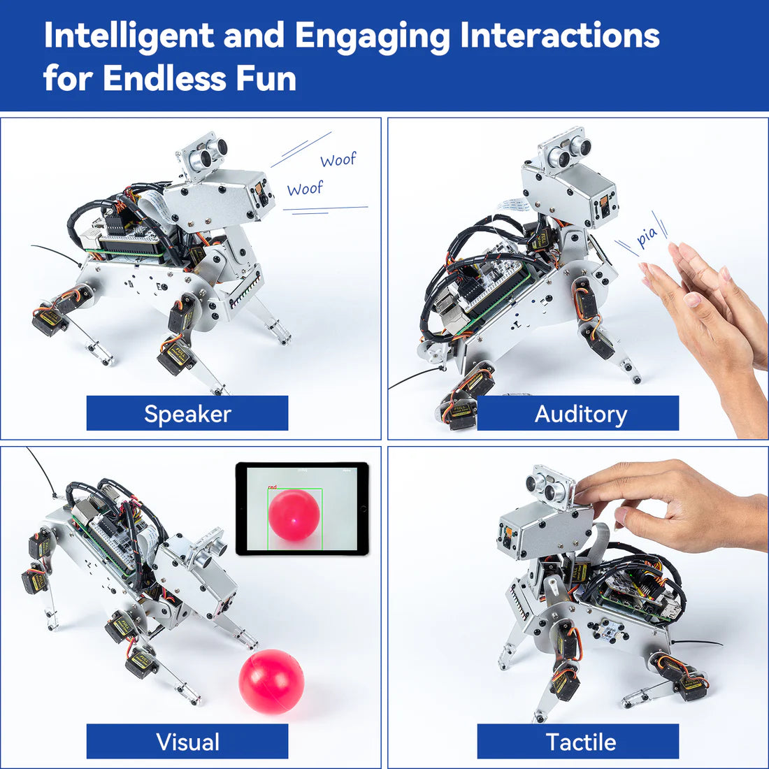 SunFounder PiDog AI Robot Dog Kit for Raspberry Pi 4/3B+/3B/Zero 2W, ChatGPT-4o Enabled with Voice Command & Video Recognition