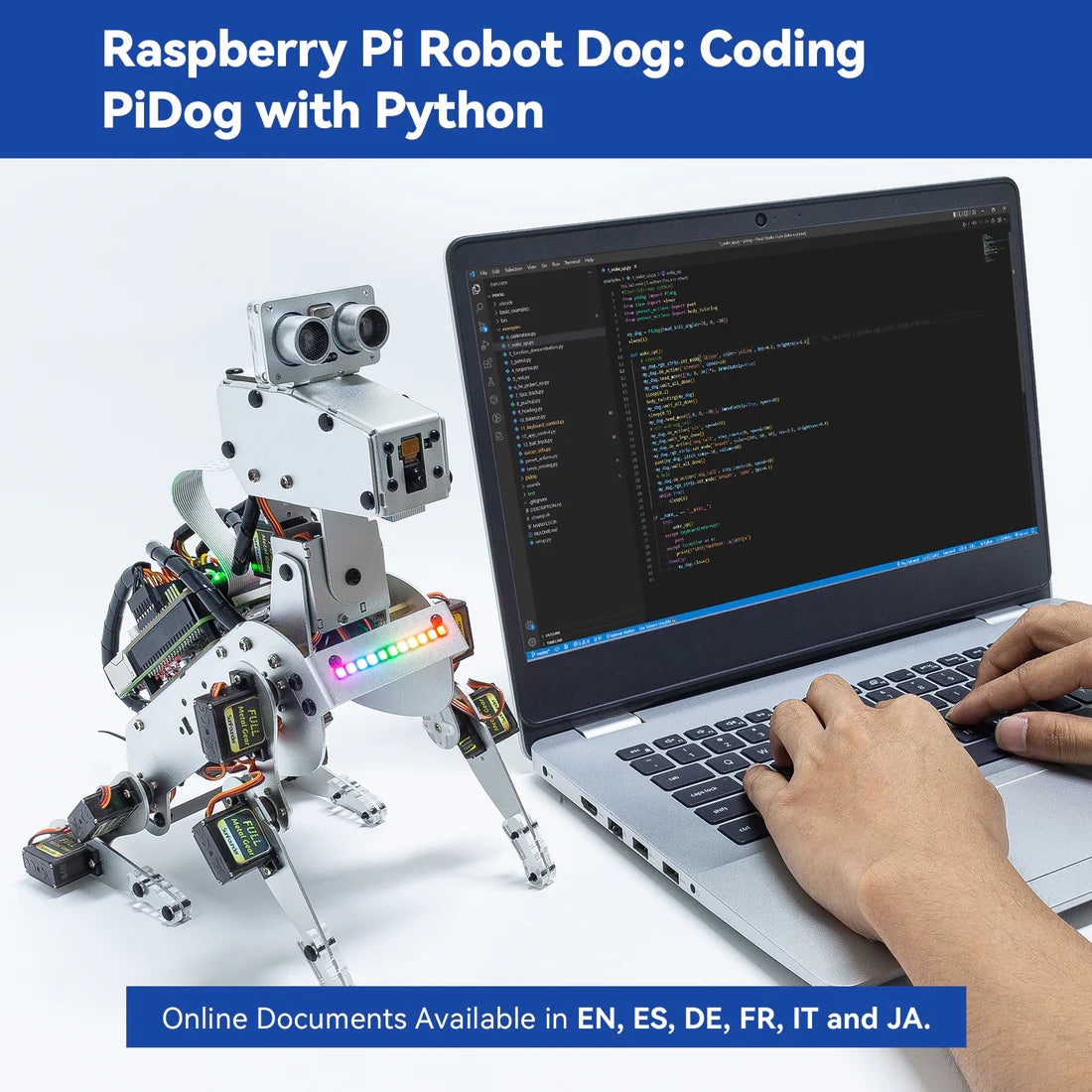 SunFounder PiDog AI Robot Dog Kit for Raspberry Pi 4/3B+/3B/Zero 2W, ChatGPT-4o Enabled with Voice Command & Video Recognition