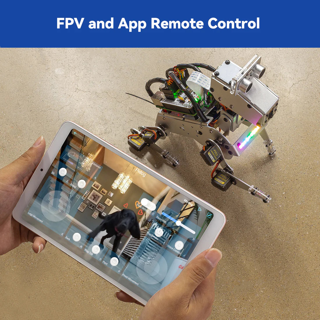 SunFounder PiDog AI Robot Dog Kit for Raspberry Pi 4/3B+/3B/Zero 2W, ChatGPT-4o Enabled with Voice Command & Video Recognition