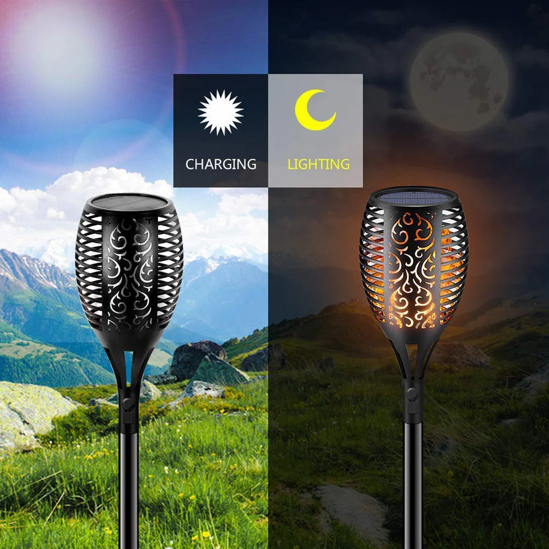 Solar Flame Flickering Torch Light