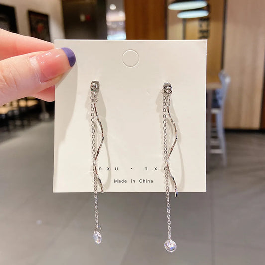 Wave Tassel | Artificial Pearls Drop Earrings