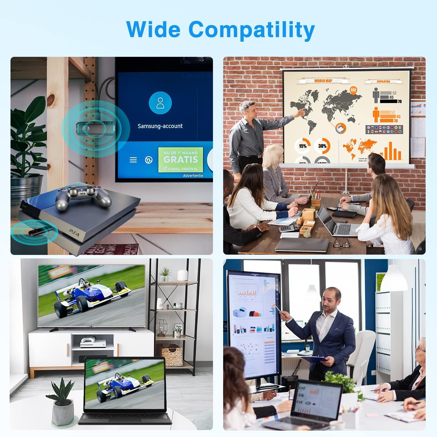 Wireless HDMI Transmitter and Receiver, Wireless Kit with WiFi Extender Adapter, 98FT Range, 1080P Streaming for Video and Audio from Laptop, PC, Cable Box, Camera to Monitor, Projector, HDTV