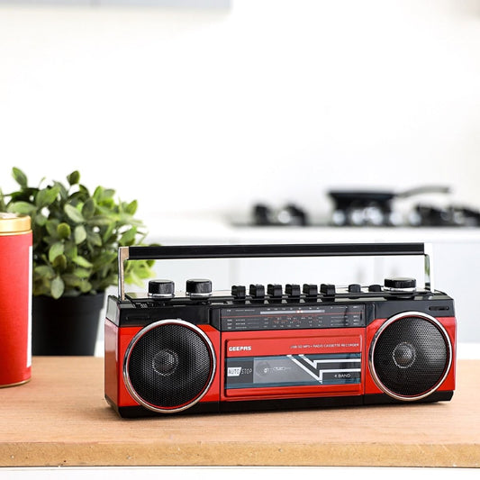 Geepas Radio Casset Recorder - Speakers with USB, SD Slots, MP3 & BT