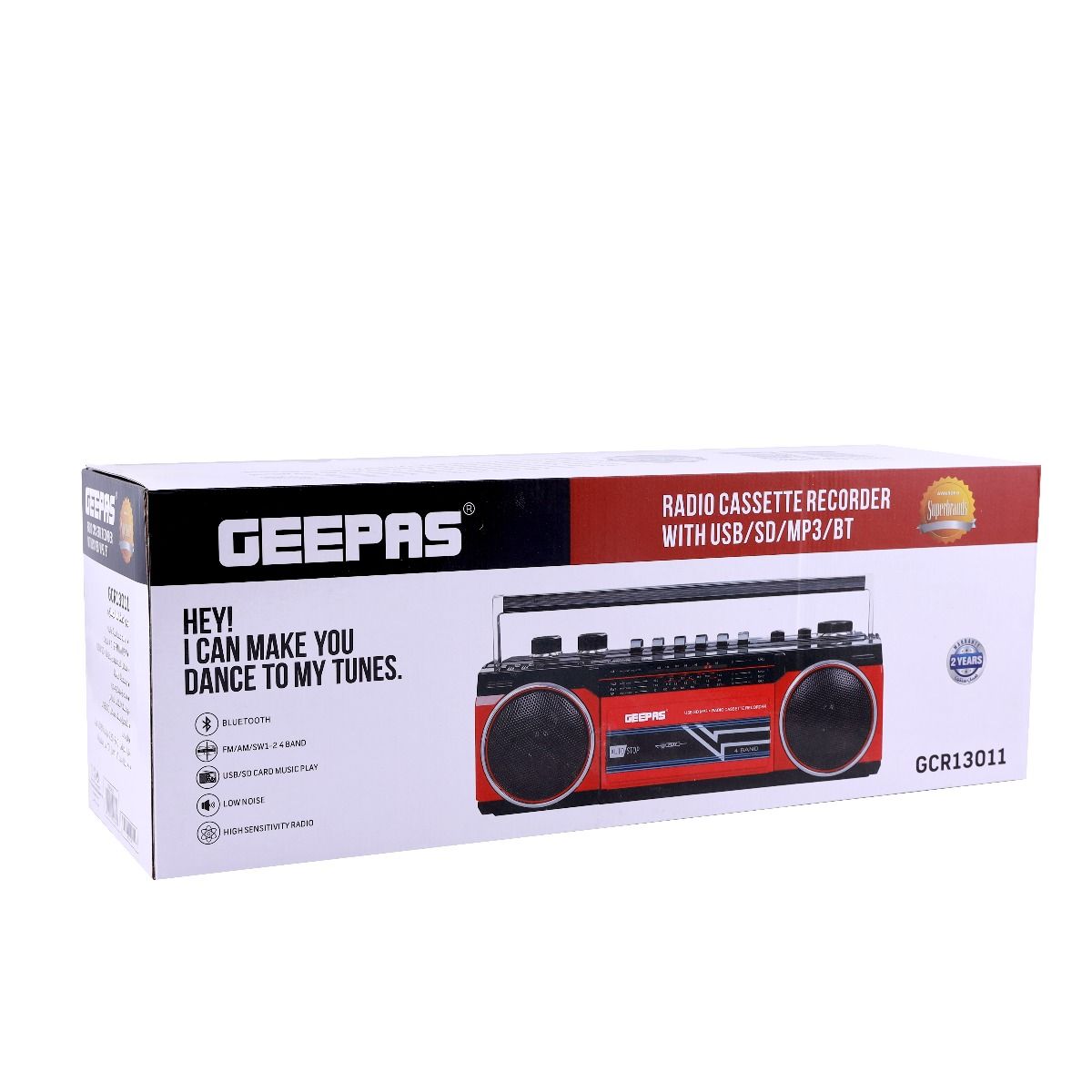 Geepas Radio Casset Recorder - Speakers with USB, SD Slots, MP3 & BT