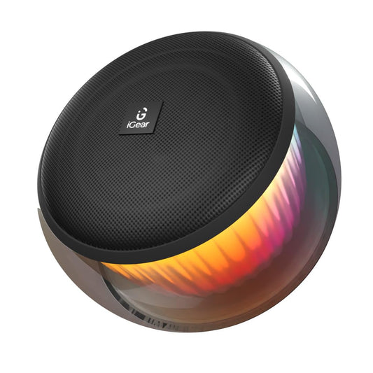 iGear Buzzy Portable Bluetooth Mini Speaker, TWS Function for Home Party, Twin Pairing, FM Mode, TF/SD Card Slot, AUX-in, 360° RGB Lights, Auto-Pairing, Type-C Rechargeable, Wireless Speaker