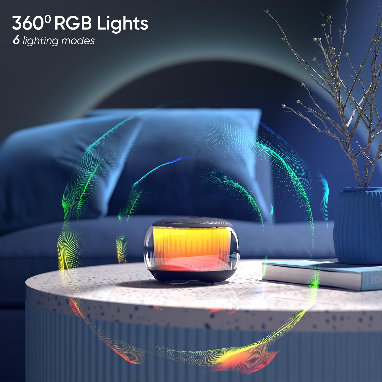 iGear Buzzy Portable Bluetooth Mini Speaker, TWS Function for Home Party, Twin Pairing, FM Mode, TF/SD Card Slot, AUX-in, 360° RGB Lights, Auto-Pairing, Type-C Rechargeable, Wireless Speaker