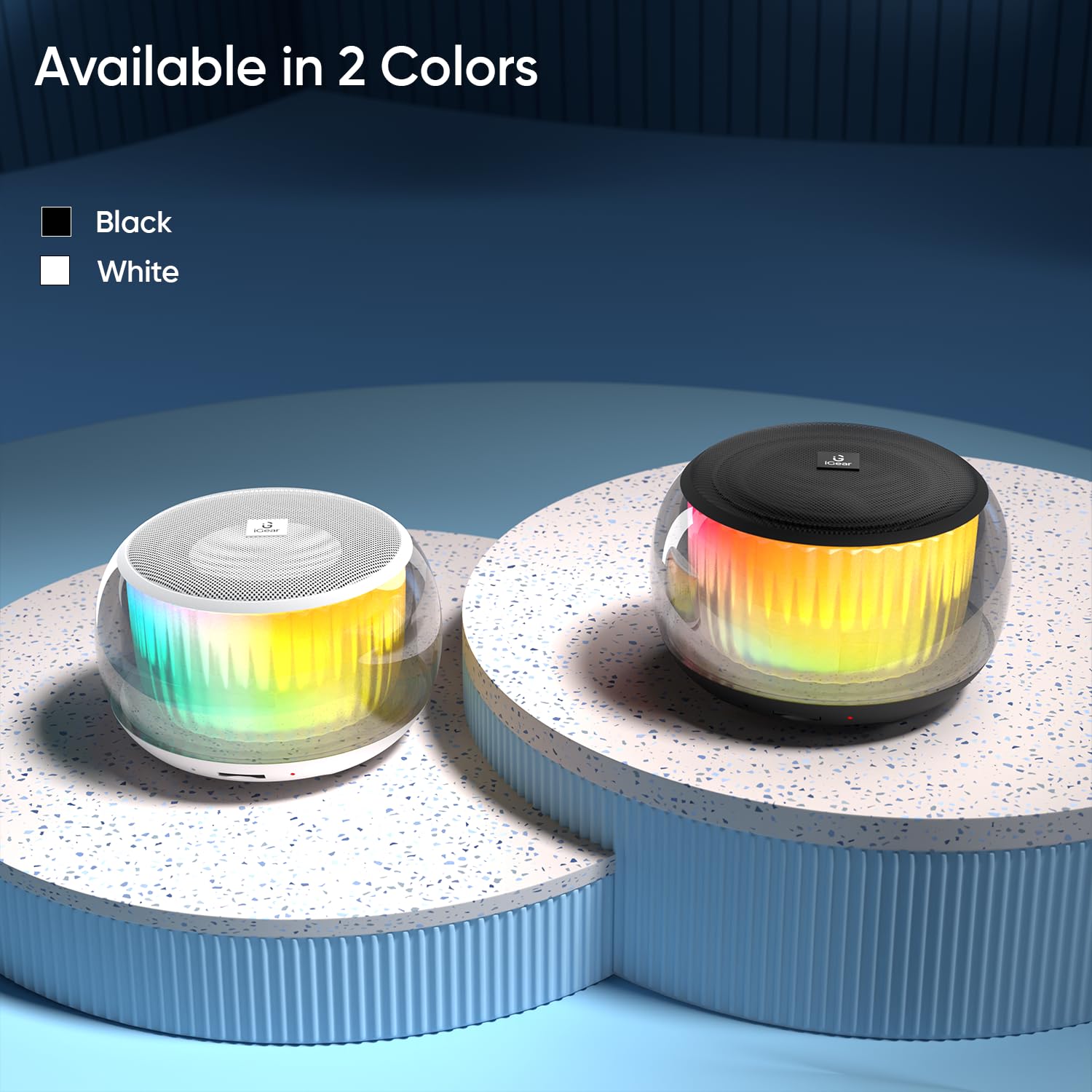iGear Buzzy Portable Bluetooth Mini Speaker, TWS Function for Home Party, Twin Pairing, FM Mode, TF/SD Card Slot, AUX-in, 360° RGB Lights, Auto-Pairing, Type-C Rechargeable, Wireless Speaker