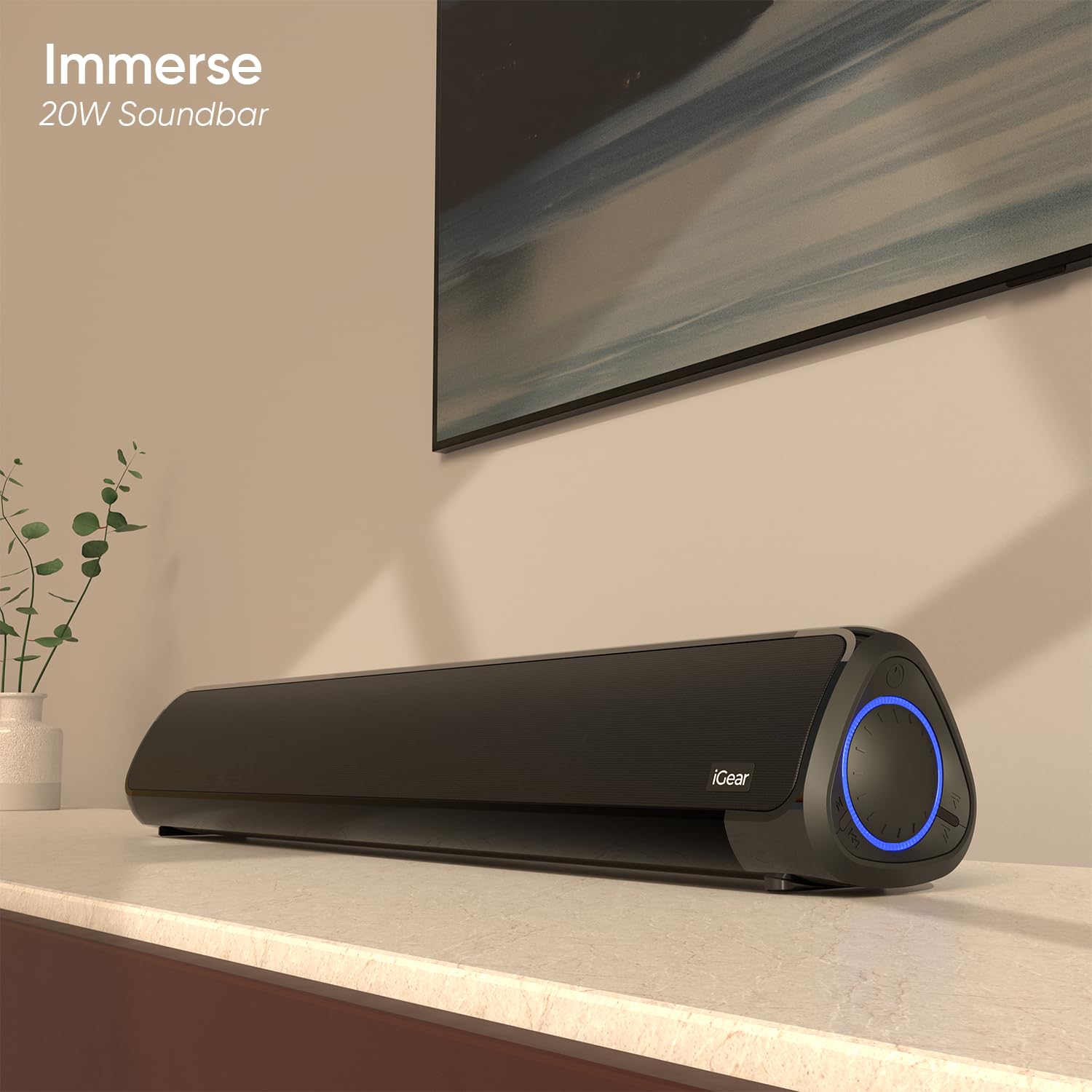 iGear iGear Bluetooth Soundbar - Immerse 20 W, Inbuilt SubWoofer, FM ,Micro SD, USB 20 W Bluetooth Soundbar  (Black, 2.0 Channel)