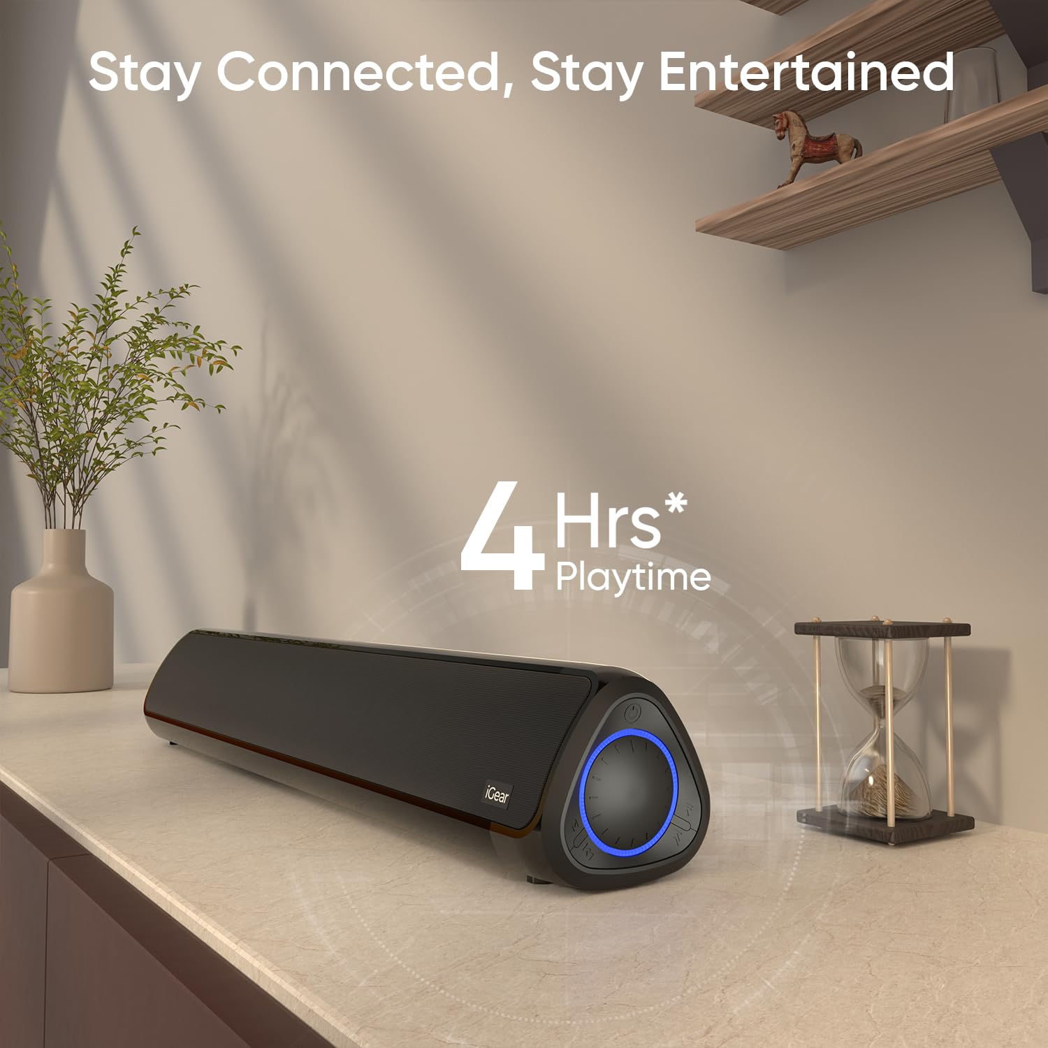 iGear iGear Bluetooth Soundbar - Immerse 20 W, Inbuilt SubWoofer, FM ,Micro SD, USB 20 W Bluetooth Soundbar  (Black, 2.0 Channel)
