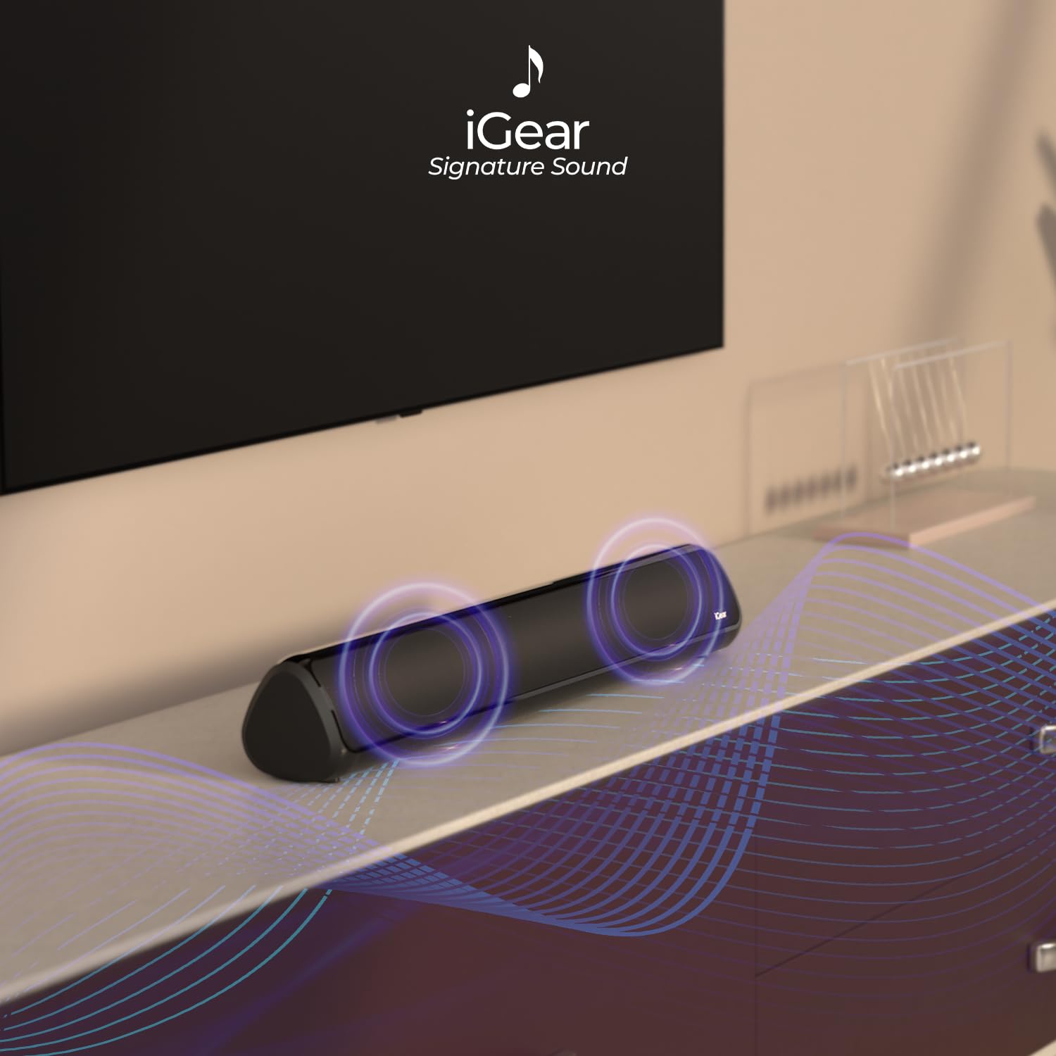 iGear iGear Bluetooth Soundbar - Immerse 20 W, Inbuilt SubWoofer, FM ,Micro SD, USB 20 W Bluetooth Soundbar  (Black, 2.0 Channel)