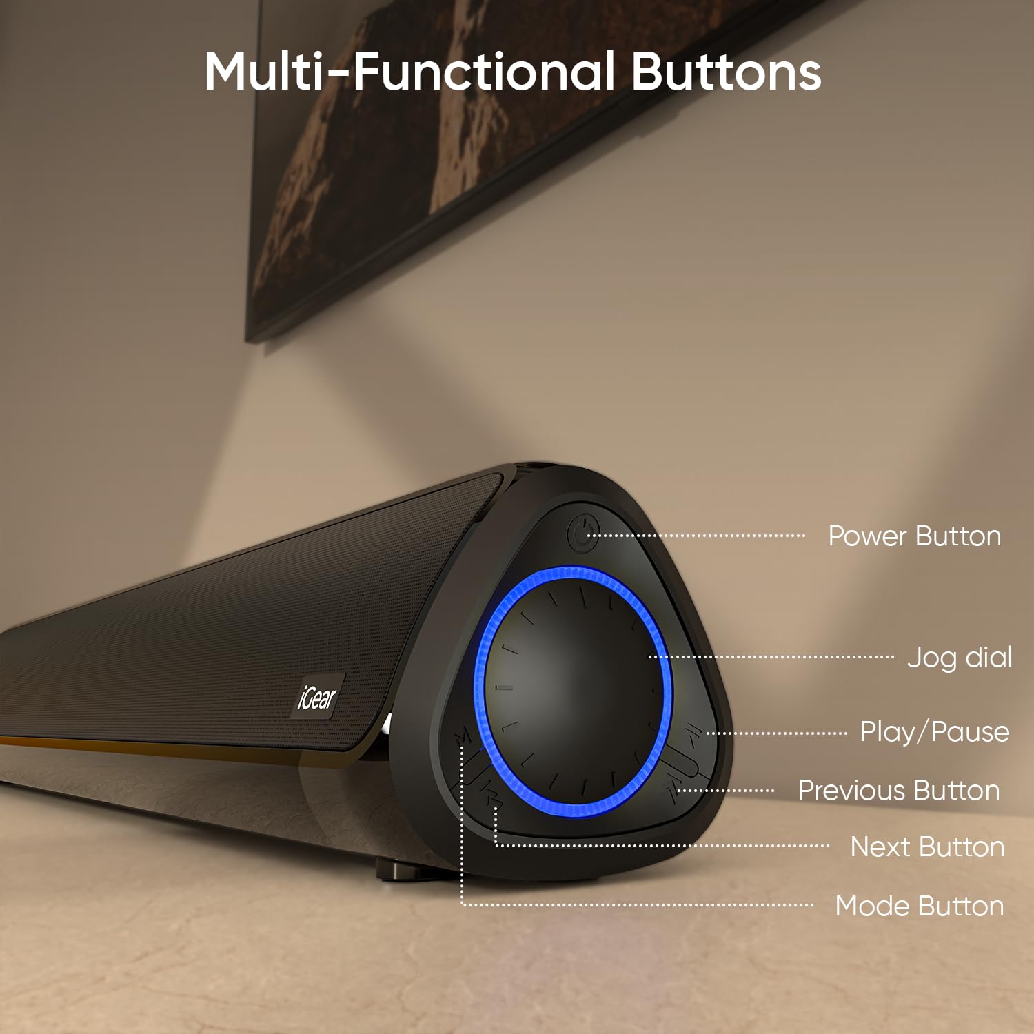 iGear iGear Bluetooth Soundbar - Immerse 20 W, Inbuilt SubWoofer, FM ,Micro SD, USB 20 W Bluetooth Soundbar  (Black, 2.0 Channel)